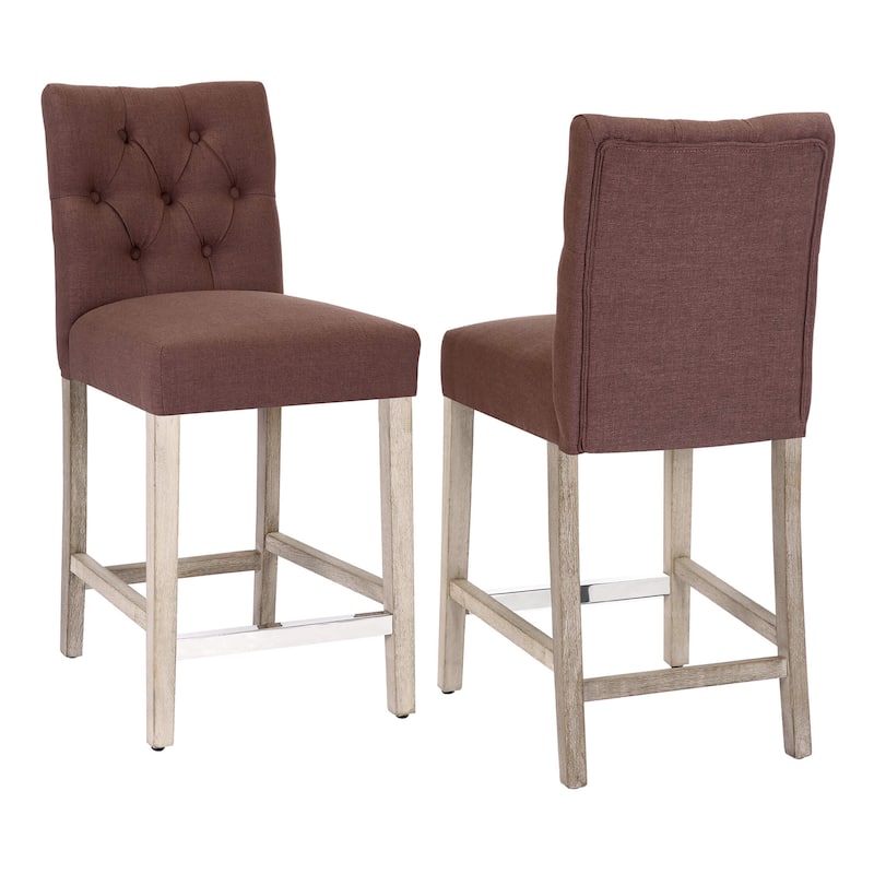 Carter 24" Classic Button Tufted Counter Stool Gray Finish (Set of 2)