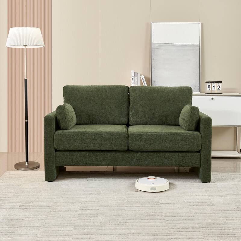 58.66"Small Modern Loveseat Sofa,Mid Century Chenille Fabric 2-Seat Couch Love Seat with Back Cushions