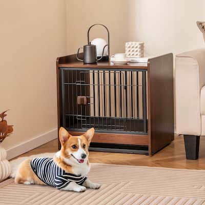 Indoor Dog Crate with Removable Tray and Lockable Door for Secure Pet Housing - 24.5" L × 19.5" W × 24" H
