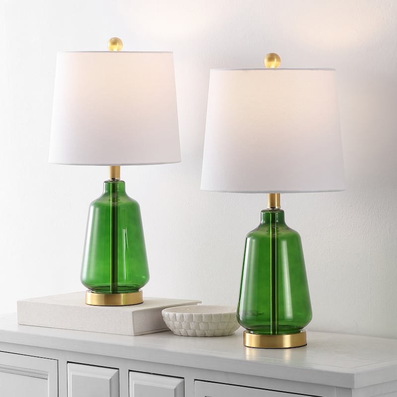 SAFAVIEH Couture Aren, 22-inch, Table Lamp - 11"W x 11"D x 22"H - Green/Brass