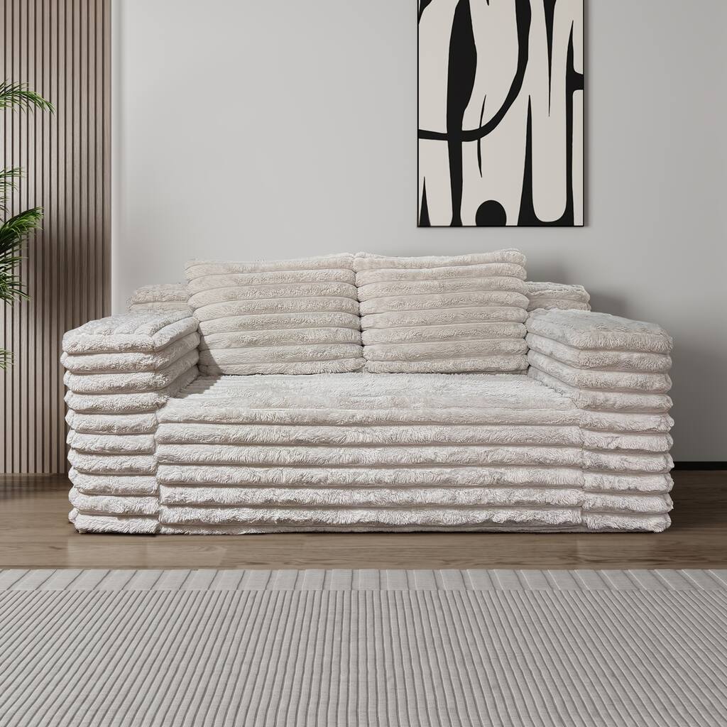 Boneless Bean Bag Sofa Loveseat with Square Armrests, 2-Seater Sofa Couch Lounge Sofa for Bedroom Apartment