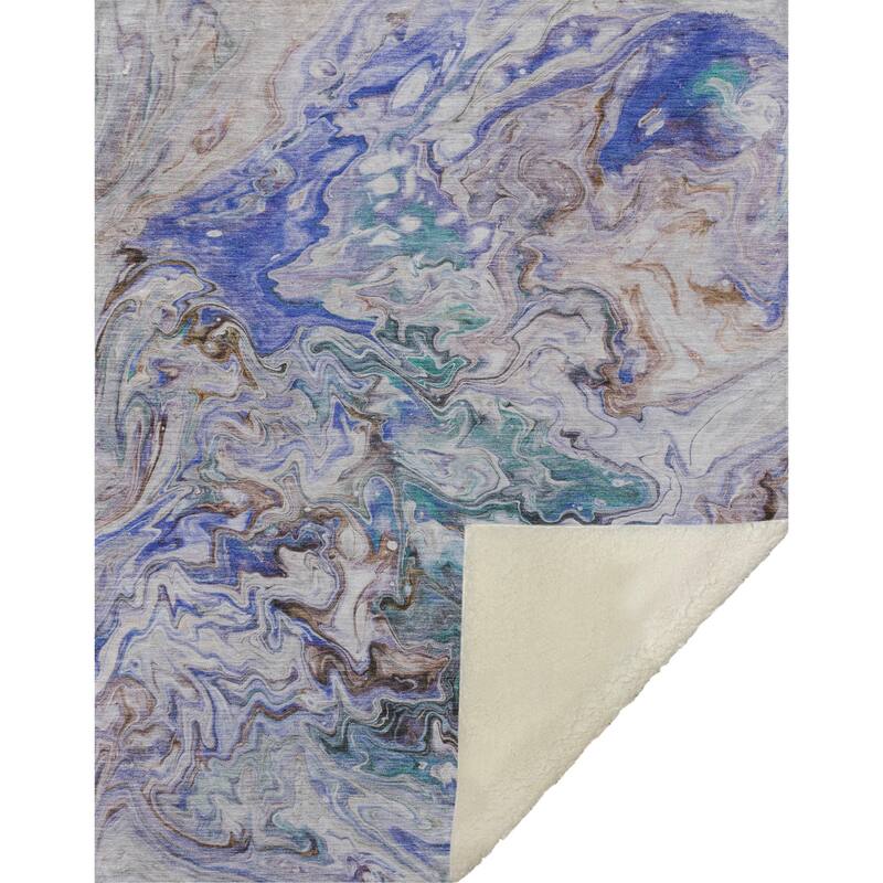 Premium Machine Washable Abstract Watercolor Sherpa Throw Blanket