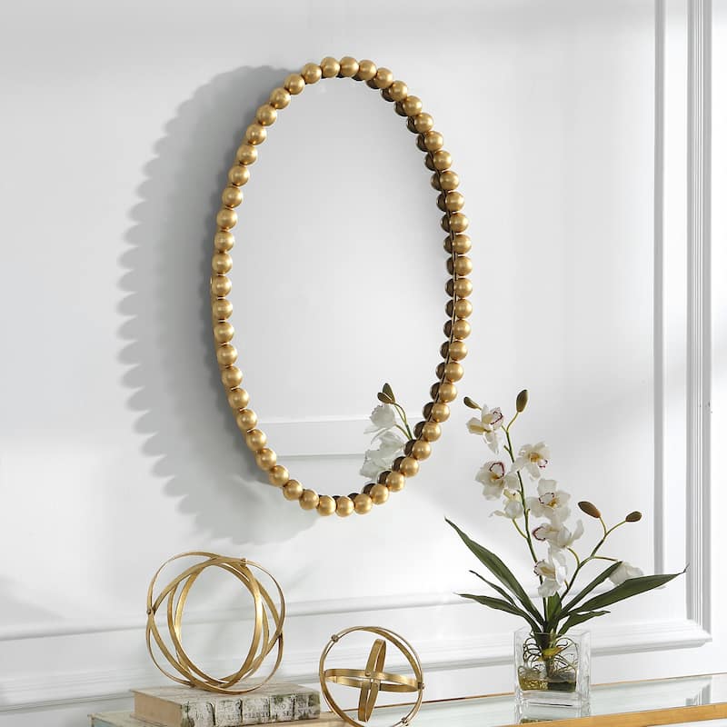 Serna Oval Wall Mirror - 30" - Gold