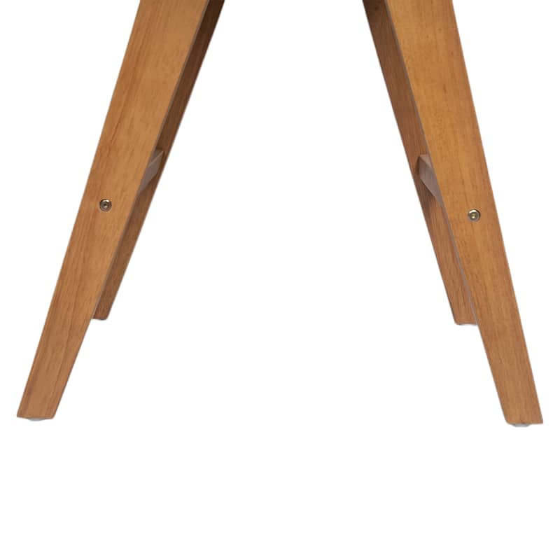 Mid-Century Modern Cane Plastic Backrest Bar Stool, Fabric Upholstered Dining Chair with Rubberwood Frame, Set of 2