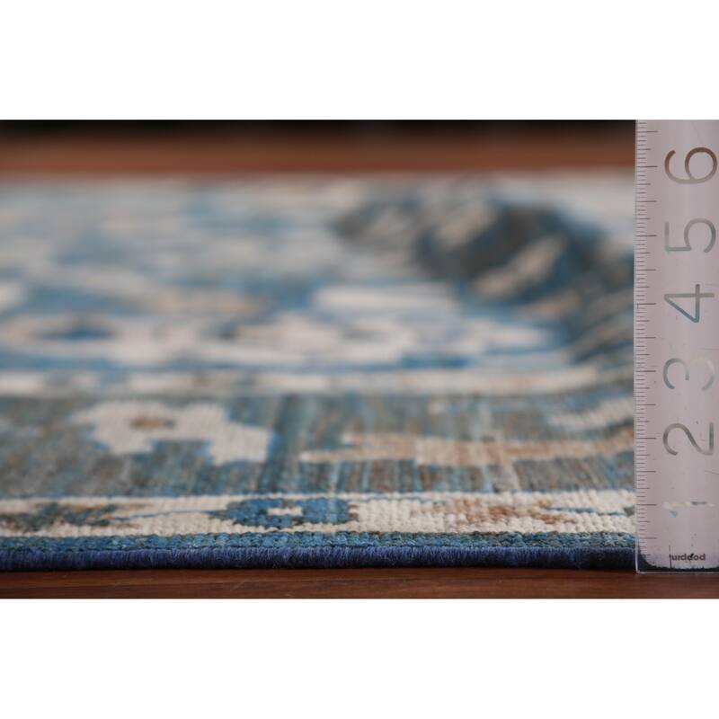 Hand Knotted Oriental 100% Wool Carpet Transitional All-Over Navy Blue & Blues Oushak Area Rug - 12' 4'' X 8' 11''