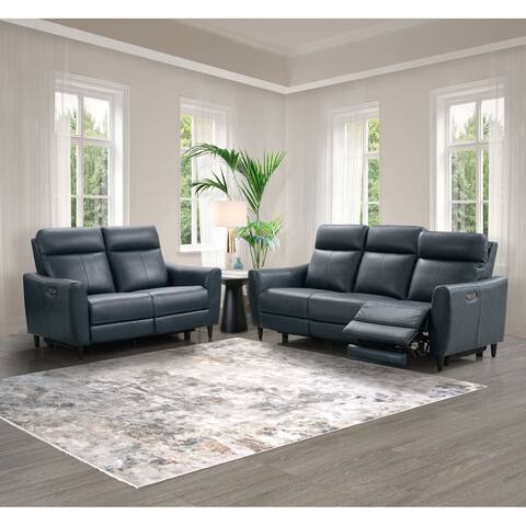 Abbyson Ludovic 2 Piece Leather Power Reclining Sofa and Loveseat Set