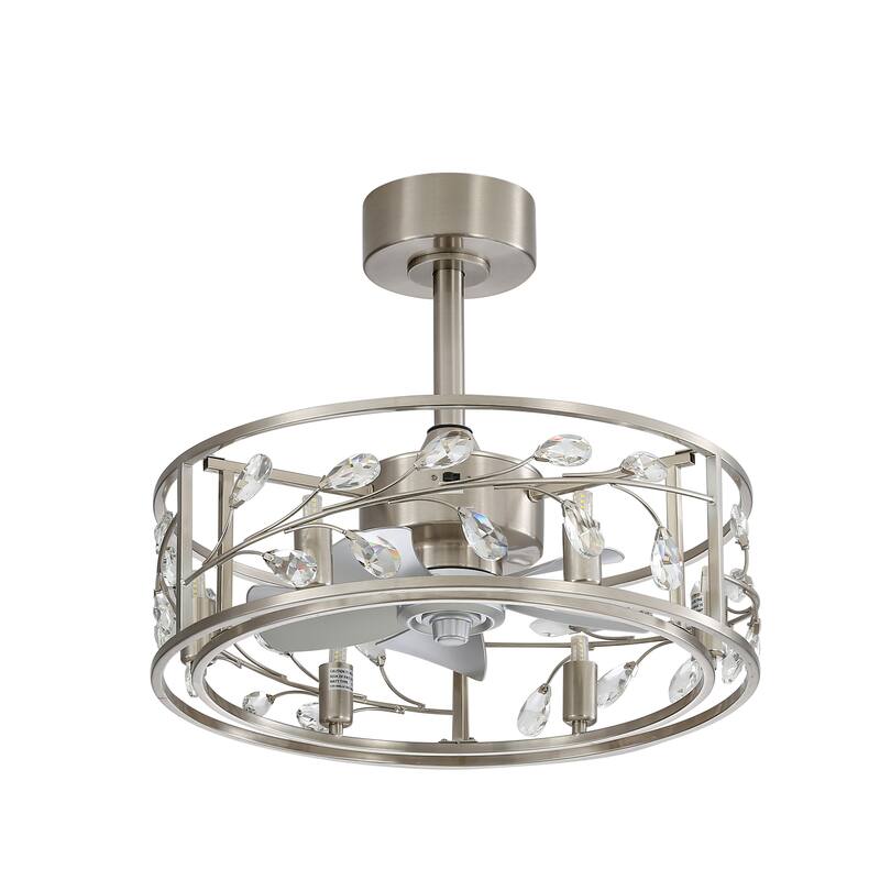 20" Modern 5-Blade Caged Ceiling Fan with Light Kit and Remote