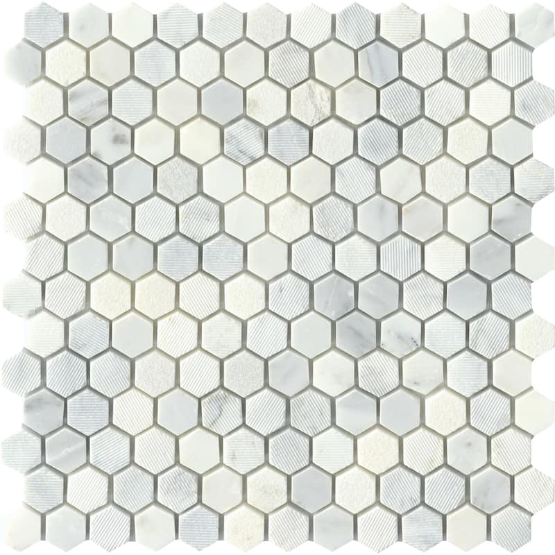 Emser Tile Marble - 12" x 12" Hexagon Geometric Mosaic Wall Tile -