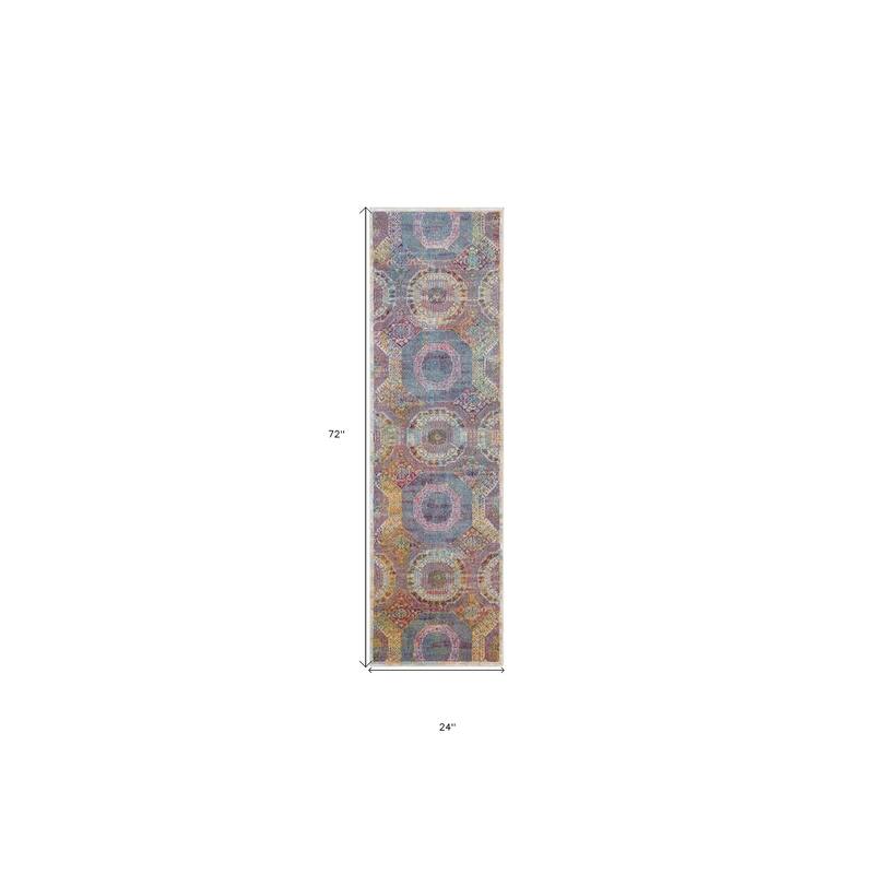 Jema Power Loomed Distressed Geometric Abstract Modern Non Skid Area Rug By HomeRoots - 72' X '24' X '0.5