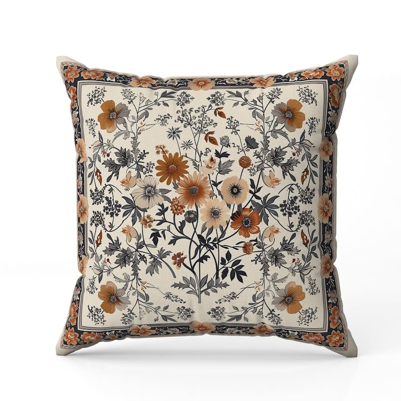 Garden Glory Faux Suede Reversible Throw Pillow Orange and Gray