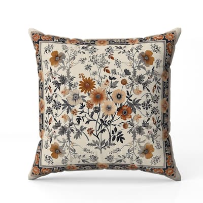 Garden Glory Faux Suede Reversible Throw Pillow Orange and Gray