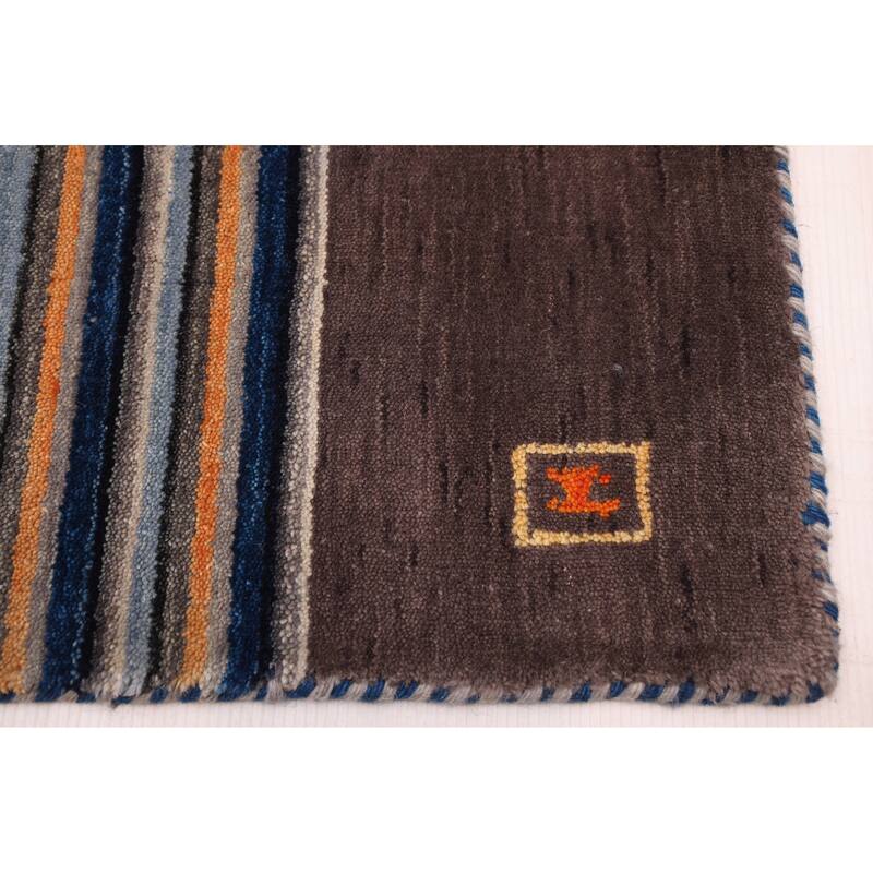 ECARPETGALLERY Hand Loomed Kashkuli Gabbeh Dark Blue Wool Rug - 6'10 x 9'9