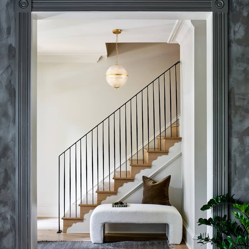 3-Light Mid-Century Modern Glam Gold Grid Glass Globe Chandelier Ceiling Light - 11.8 in. W x 13.39 in. H