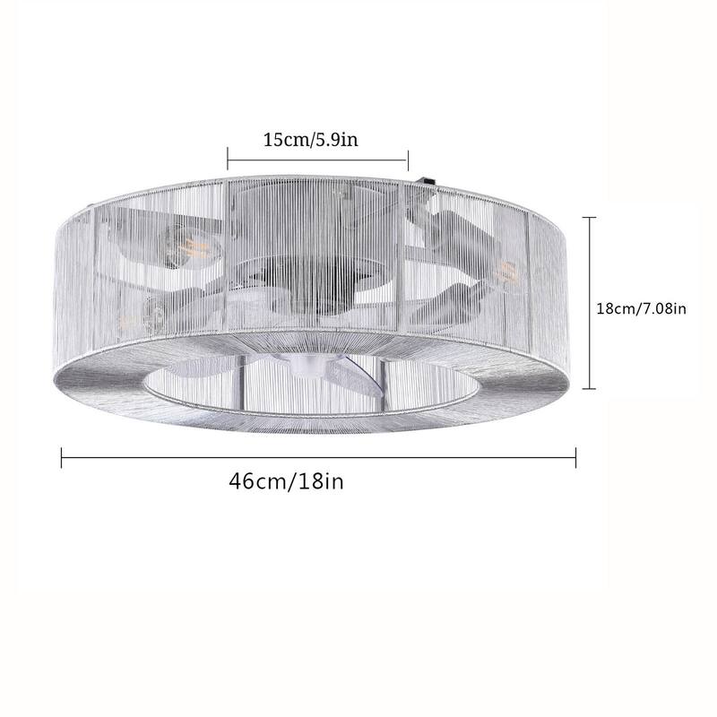 Contemporary 4-Light Silver Enclosed Ceiling Fan with Unique Shade