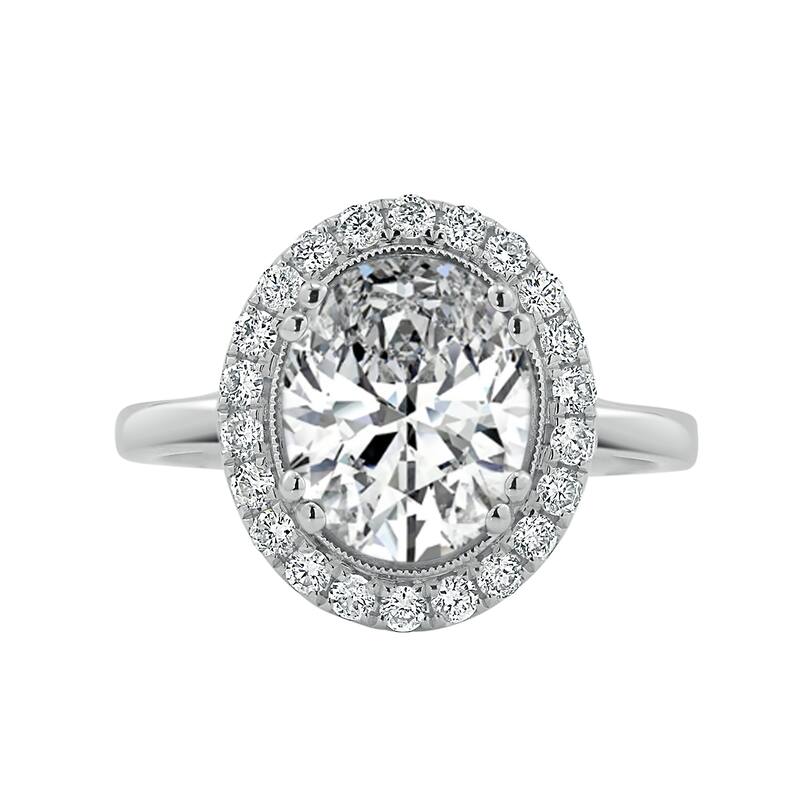 Auriya 14k Gold 2 1/4ct Vintage Oval Moissanite Halo Diamond Engagement Ring 1/3cttw
