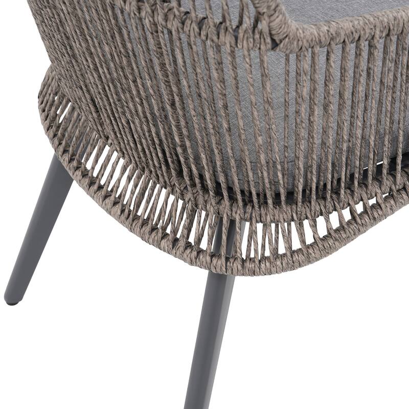 Outdoor Patio Dining Sets with PE Wicker Chairs and X-leg Aluminum Dining Table for 8 Persons