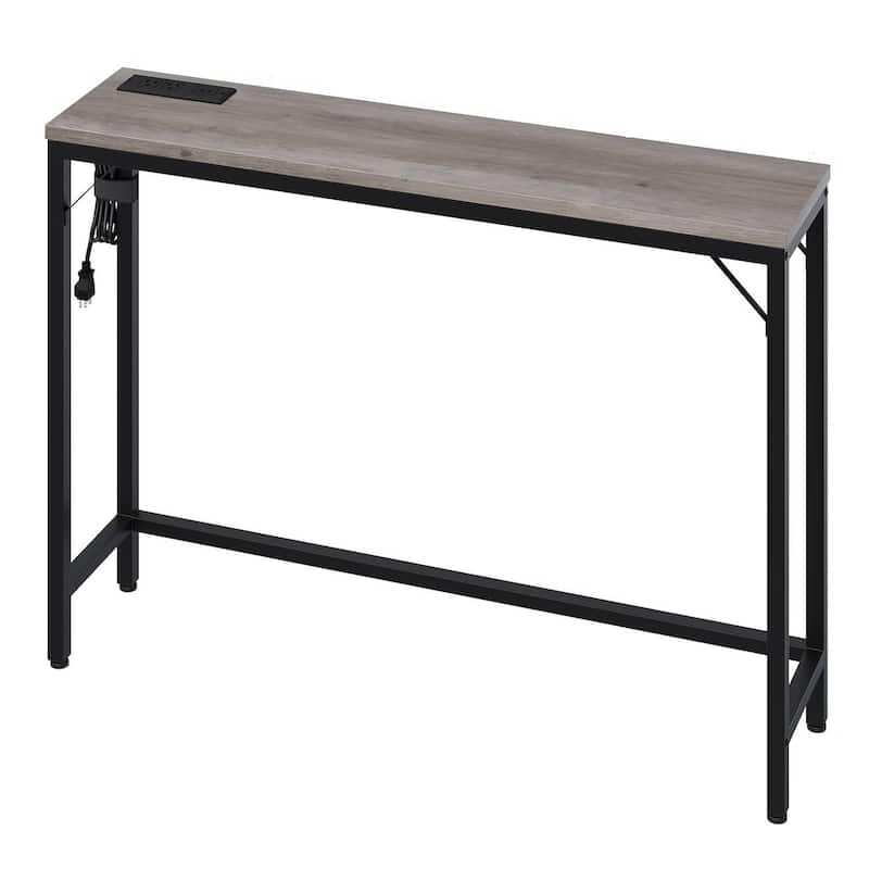 Modern Narrow Sofa Table with Charging Station