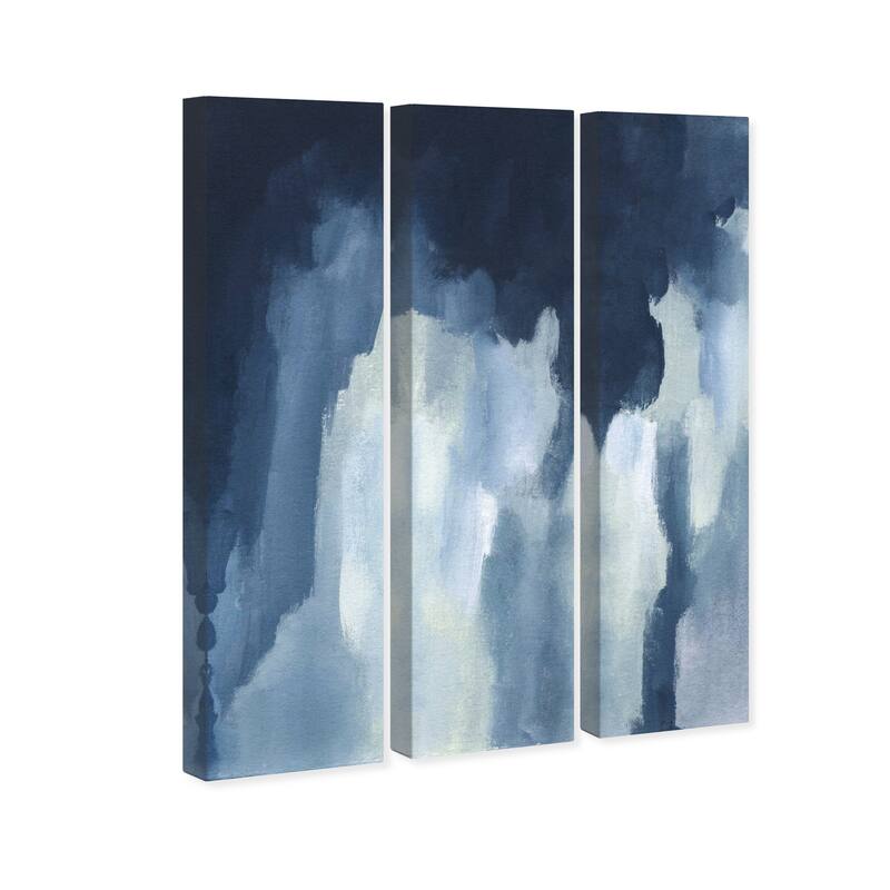 Wynwood Studio Abstract Waterfalls Triptych Blue and Modern & Contemporary Wall Art Canvas Print