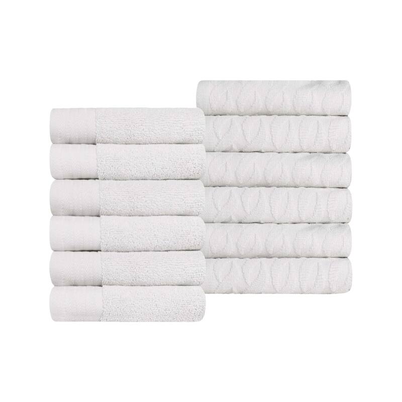Turkish Cotton Herringbone and Solid Washcloth Towel Set by Superior