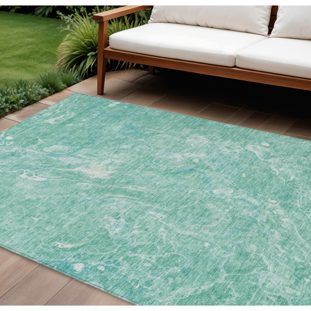 HomeRoots Abstract Transitional Rectangle Outdoor Rug