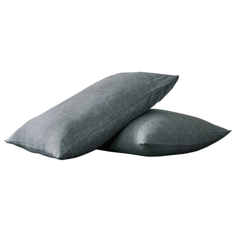 HomeRoots Set of Two Slate Gray Linen Pillowcases