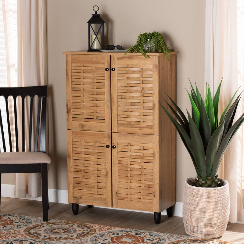 Winda Modern and Contemporary 4-Door Shoe Storage Wood Cabinet