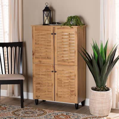 Winda Modern and Contemporary 4-Door Shoe Storage Wood Cabinet