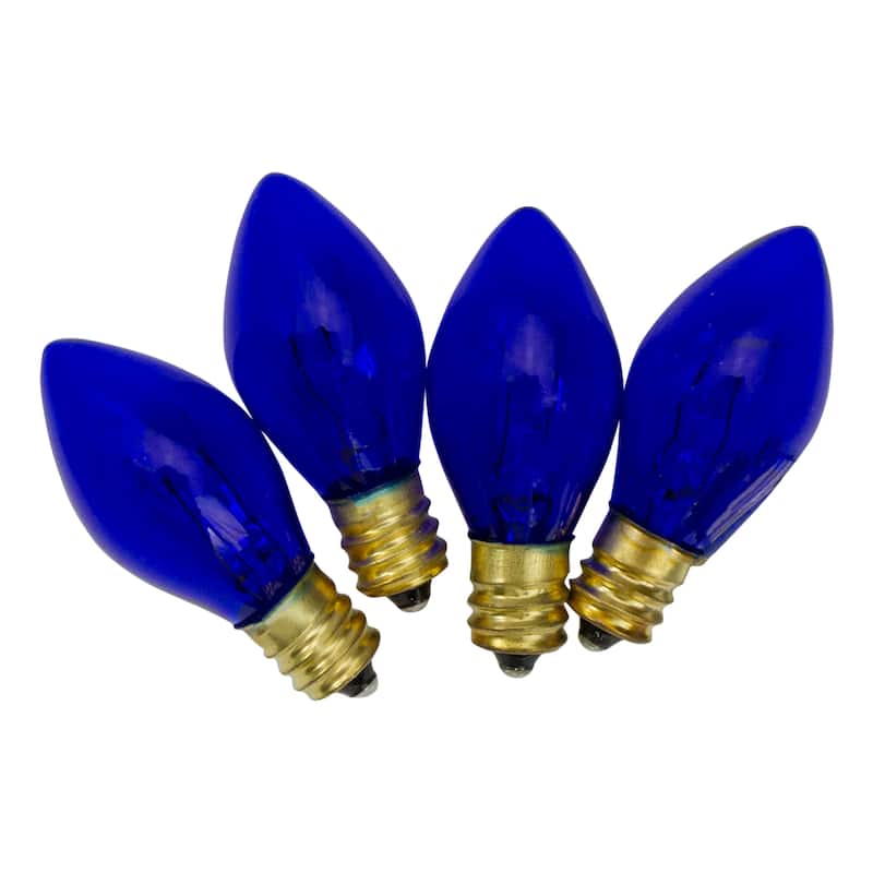 Set of 4 Blue C7 Transparent Christmas Replacement Bulbs - 2"