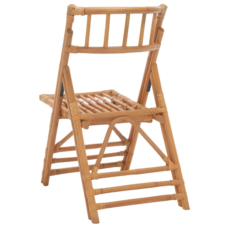 SAFAVIEH Maja Black Rattan Folding Accent Chair Set of 2 (Fully Assembled) - 19Wx28Dx35H