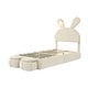 preview thumbnail 11 of 29, Special Cute Design Twin Size Upholstered Platform Bed with Stools,Cartoon Ears Shaped Headboard with built-in LED Light