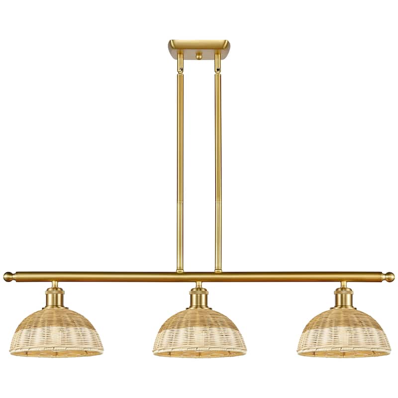 Innovations Lighting Endless Possibilities Ballston - Bristol Natural II - 3 Light 36" Stem Hung Island Light with 9" Shades - Satin Gold