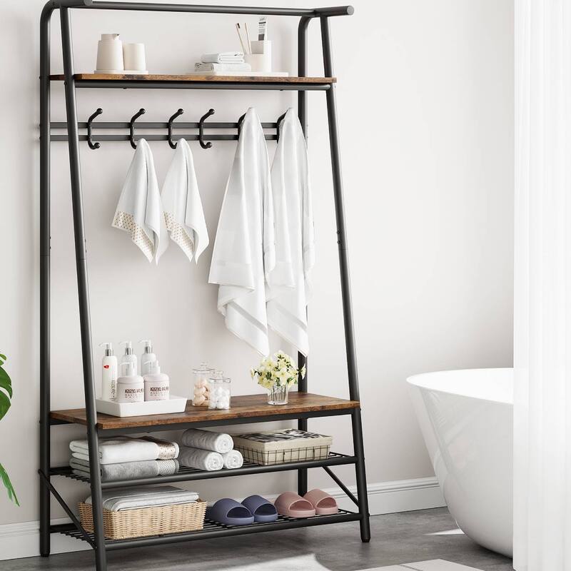 Hall Tree Coat Rack with Shoe Bench for Entryway