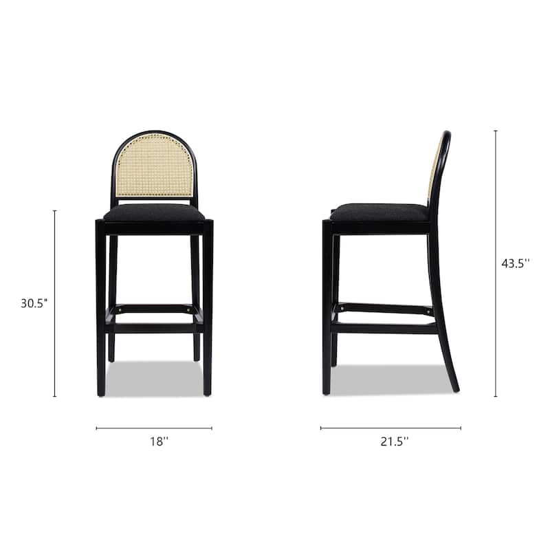 Panama Arched Cane Rattan Counter and Bar Stool (Set of 2)