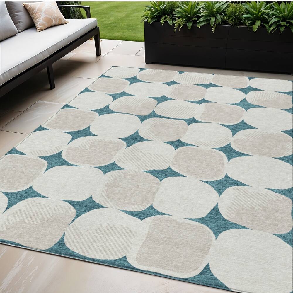 HomeRoots Abstract Transitional Rectangle Outdoor Rug