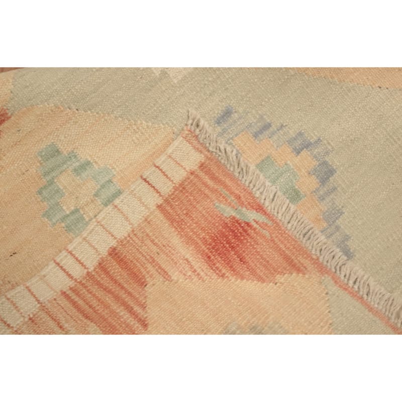 Hand Woven Oriental 100% Wool Carpet Southwestern Tribal Multi-Colored Kilim Runner Rug - 9' 8'' X 2' 8''