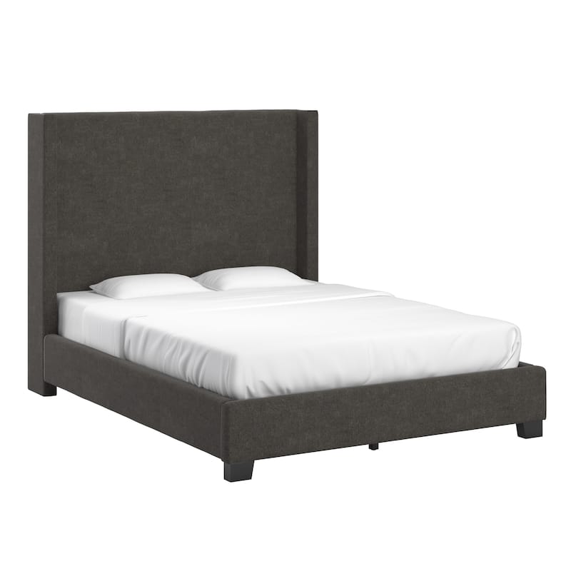 Jules Wingback Bed by iNSPIRE Q Modern - Gray Woven Fabric - Queen