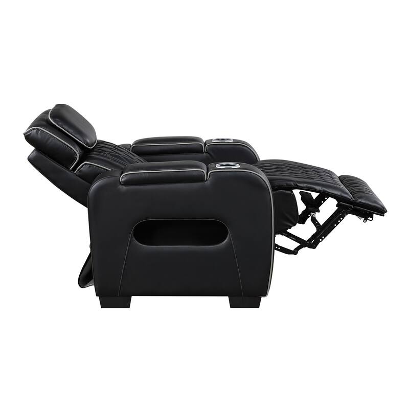 Ezra 37.5" Faux Leather Power Recliner - Power Heatrest, Cup Holders