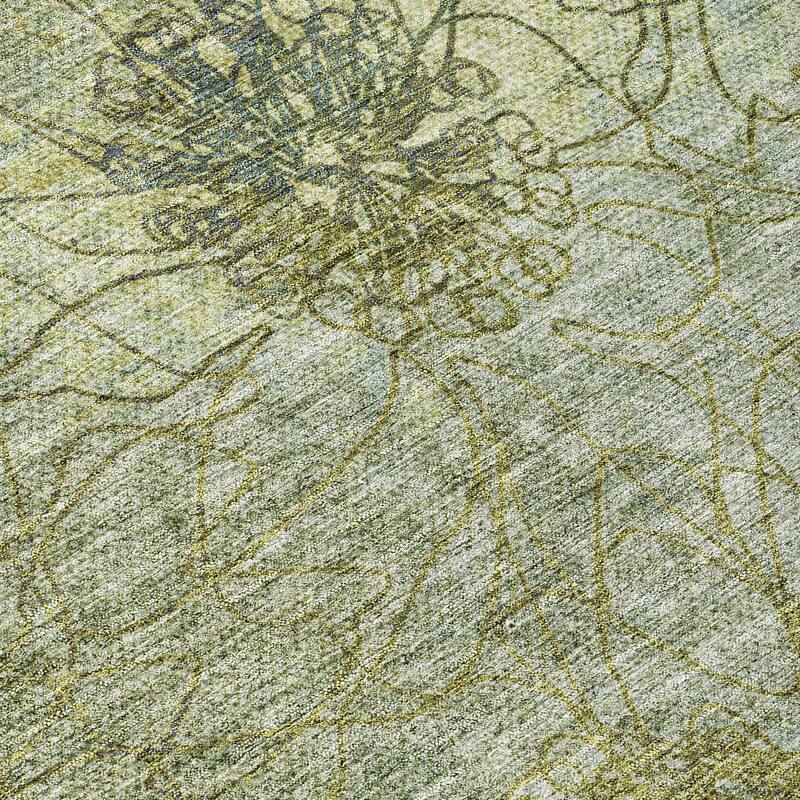 Machine Washable Indoor/ Outdoor Contemporary Floral Chantille Rug