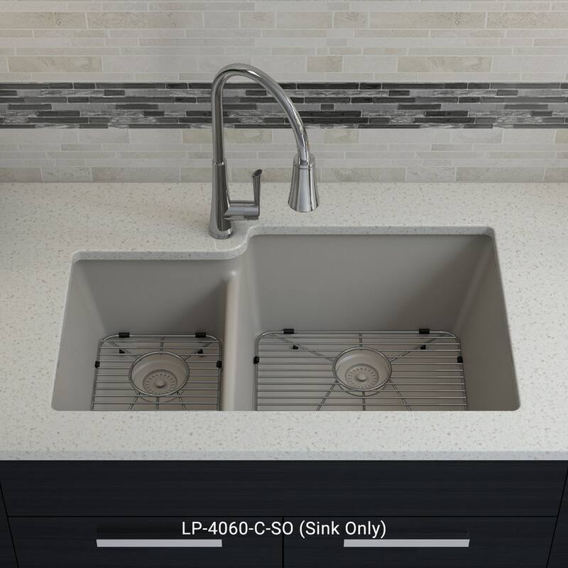 32 Inch Lexicon Platinum Quartz Composite Drop-in Undermount Galaxy Concrete - 19" W x 32" L x 9.75" H