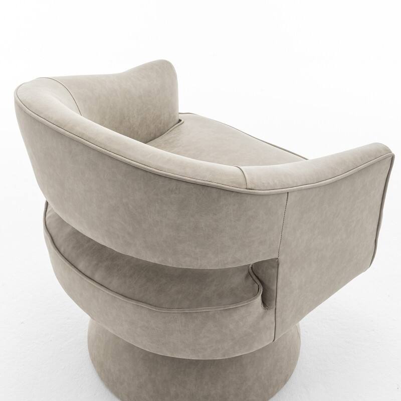 SEYNAR Modern PU Leather 360 Degree Swivel Accent Barrel Chair Set of 2
