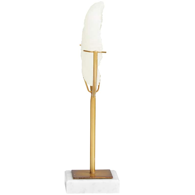 Cream Polystone Handmade Coral Sculpture with Marble Base