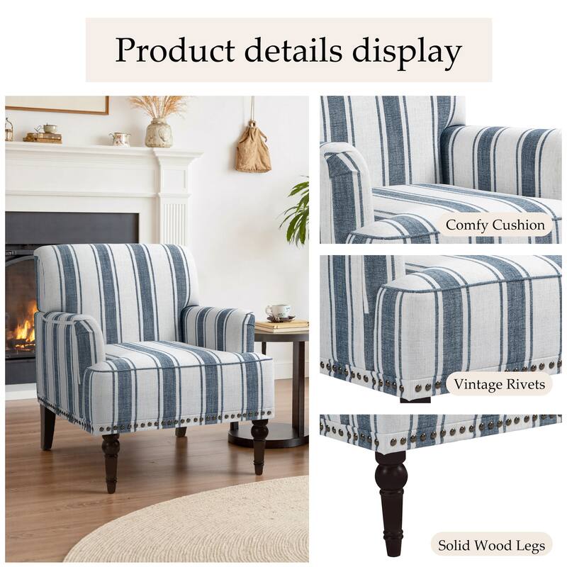 Vintage 29" W Patterned Striped Accent Chairs