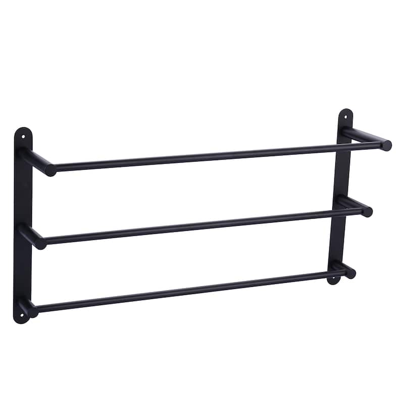 WOWOW 3-Tier Wall Mounted Towel Rack in Brushed Nickel - Matte Black