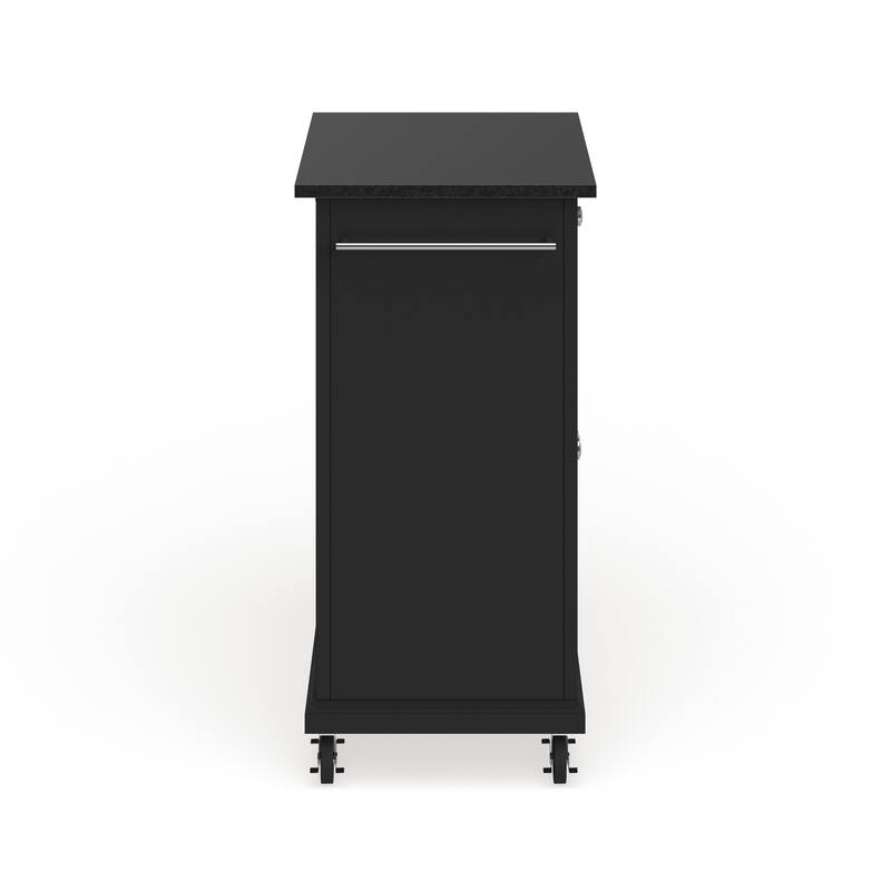 Crosley Compact Solid Black Granite Top Portable Kitchen Cart/ Island in Black Finish - 18"d x 31"w x 35.5"h