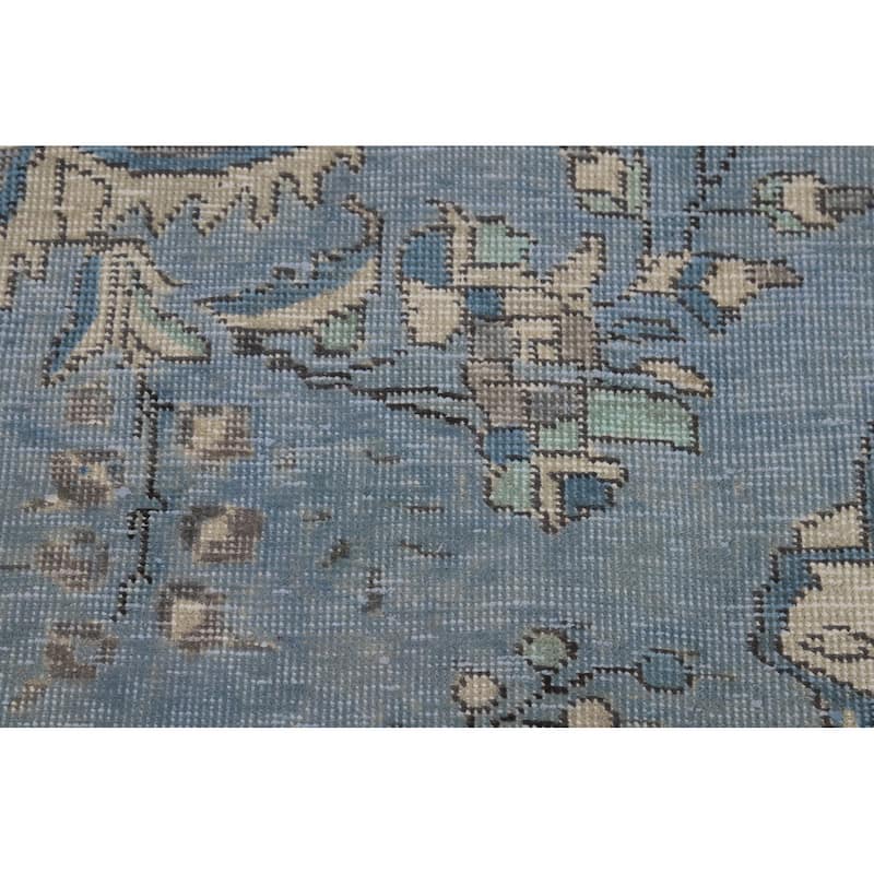 Blue Tabriz Persian Area Rug Handmade Traditional Floral Wool Carpet - 6'7"x 9'6"
