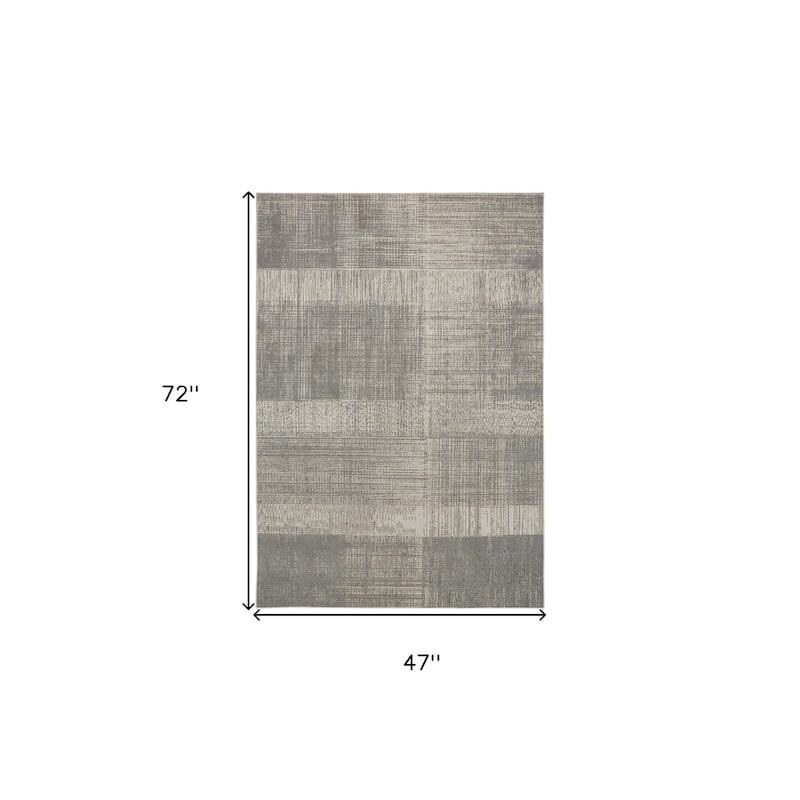 Zidaq Abstract Modern Non Skid Woven Area Rug By HomeRoots - 4' x 6'