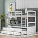 preview thumbnail 1 of 30, Versatile Twin over Twin Wood Bunk Kids Bed with Trundle,Ladder,Guardrail and Storage Drawers White