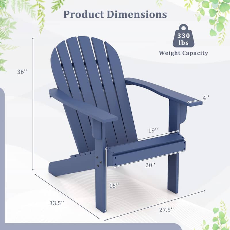 Gymax 2PCS Patio Adirondack Chair w/ Inclined Seat High Backrest &