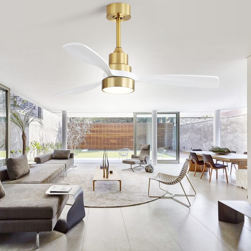 48 Inch Smart Wood Ceiling Fan with Light and Remote/App Control, Integrated LED Included