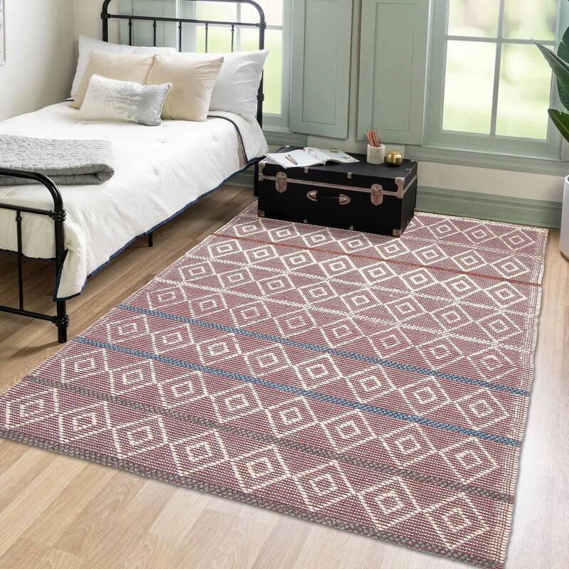ECARPETGALLERY Braid weave Sienna Burgundy Wool Rug - 5'1 x 7'9
